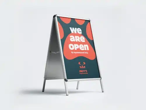 A2 A-board pavement sign with a double-sided poster