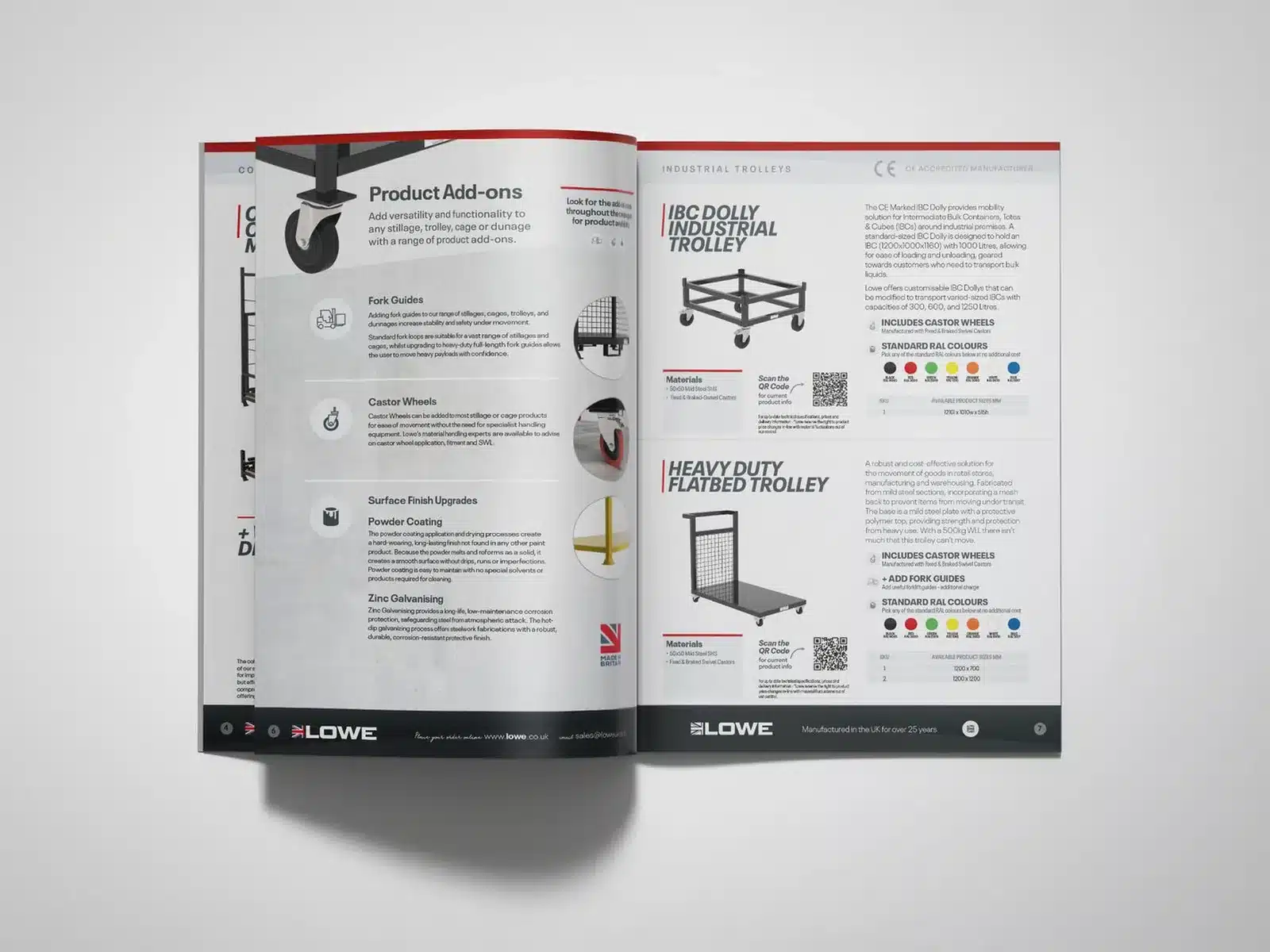 Catalogue spread showing product add-ons