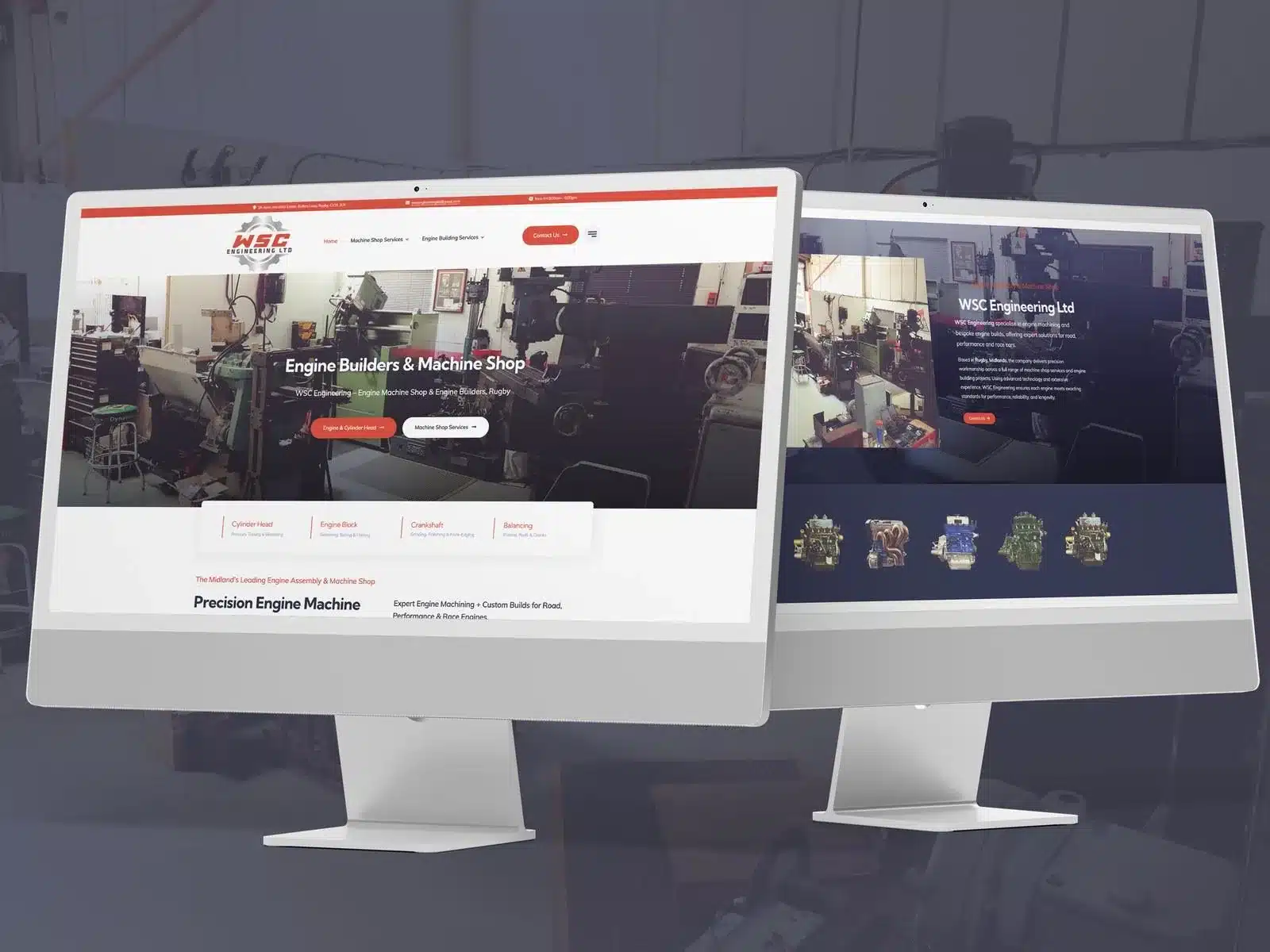 Engineering company website design Engineering company website on two desktop screens