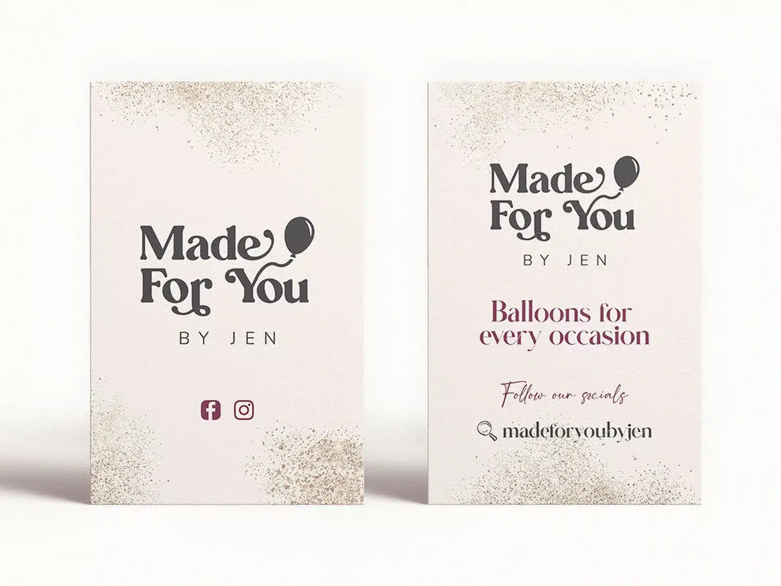 Business cards for a balloon and events business