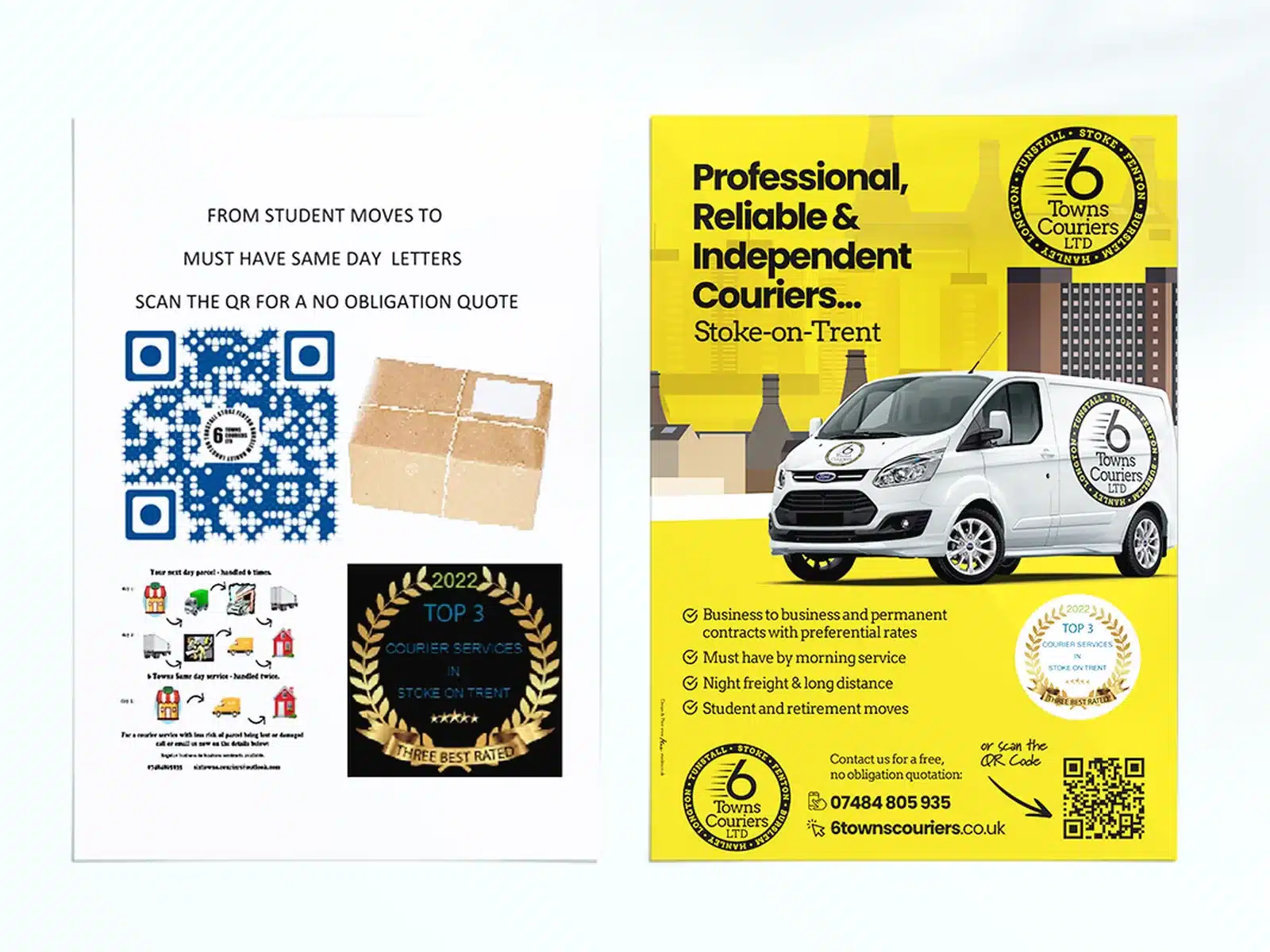 Leaflets for an independent courier