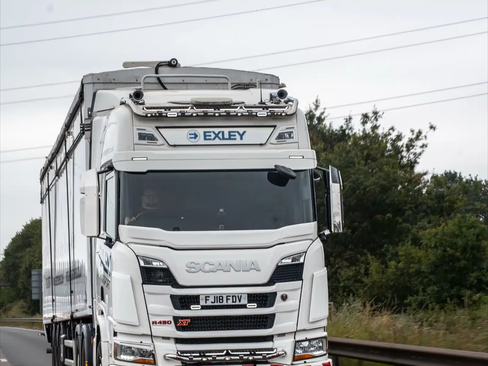Lorry on the road, front view