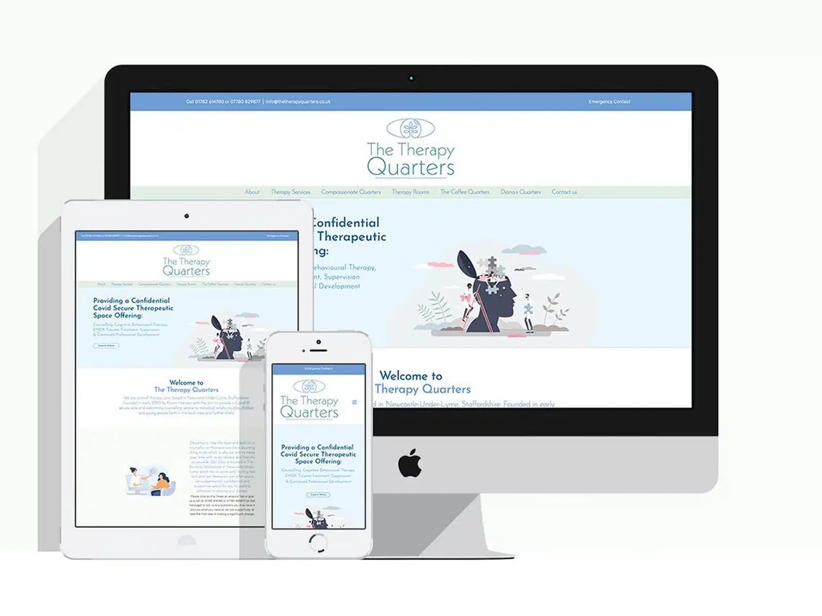 Responsive website all devices Therapy practice website across desktop, tablet and phone