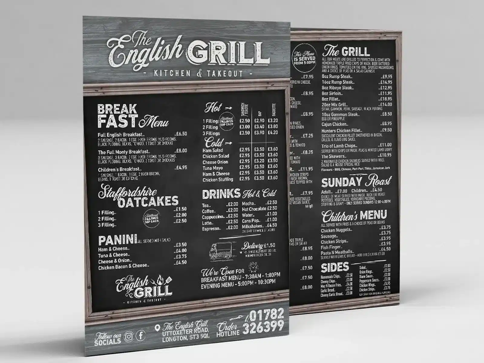 Restaurant menu design Printed menus for a grill restaurant
