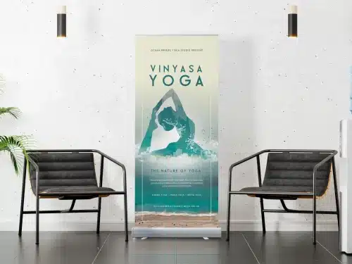 Printed pull up roller banner on its stand
