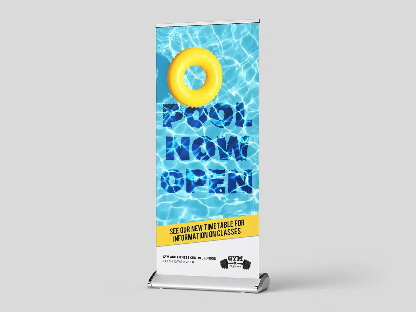 Printed pull up roller banner on its stand