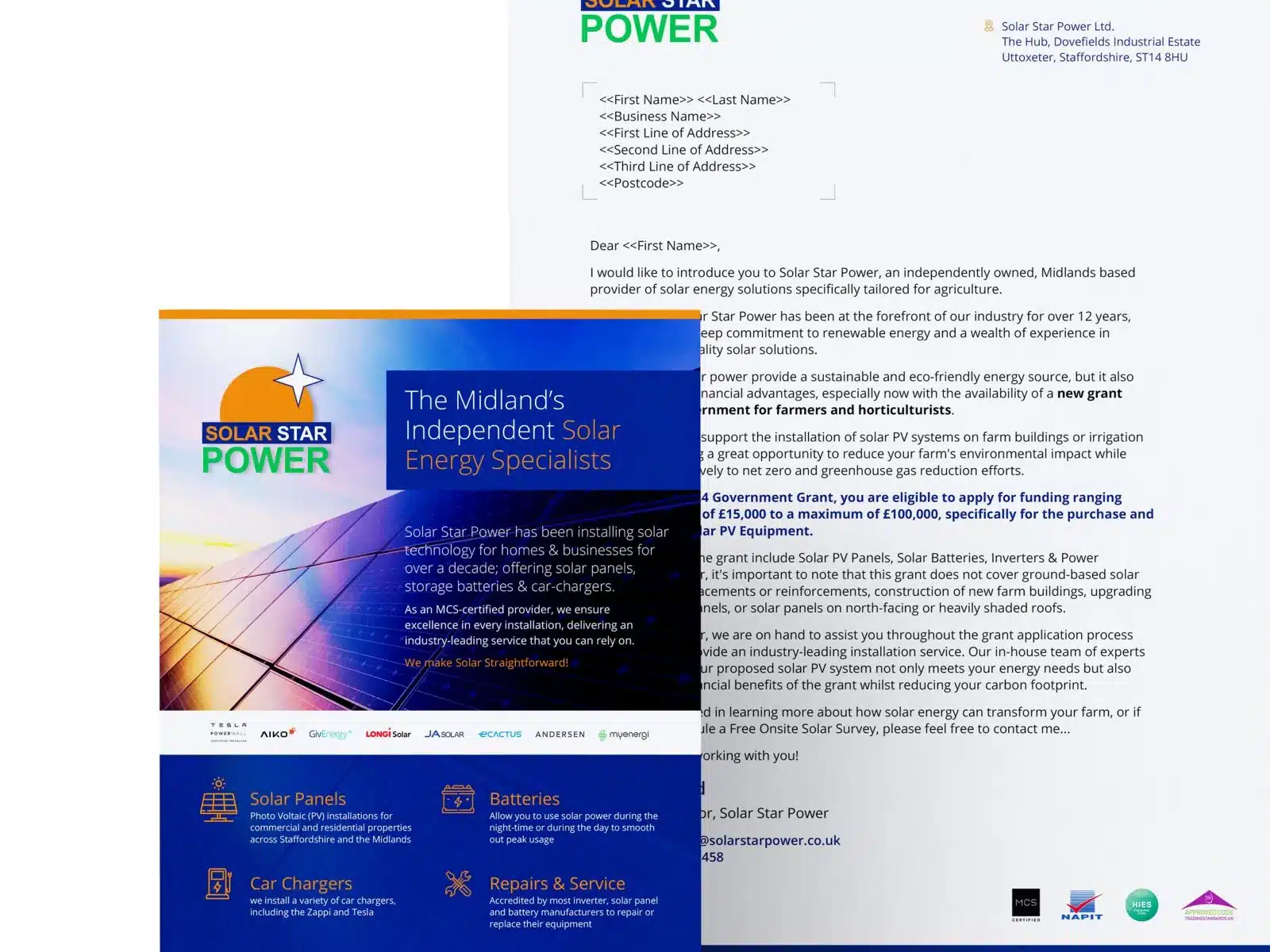 Sales letter and leaflet for a solar energy company Sales letter and leaflet for a solar energy company