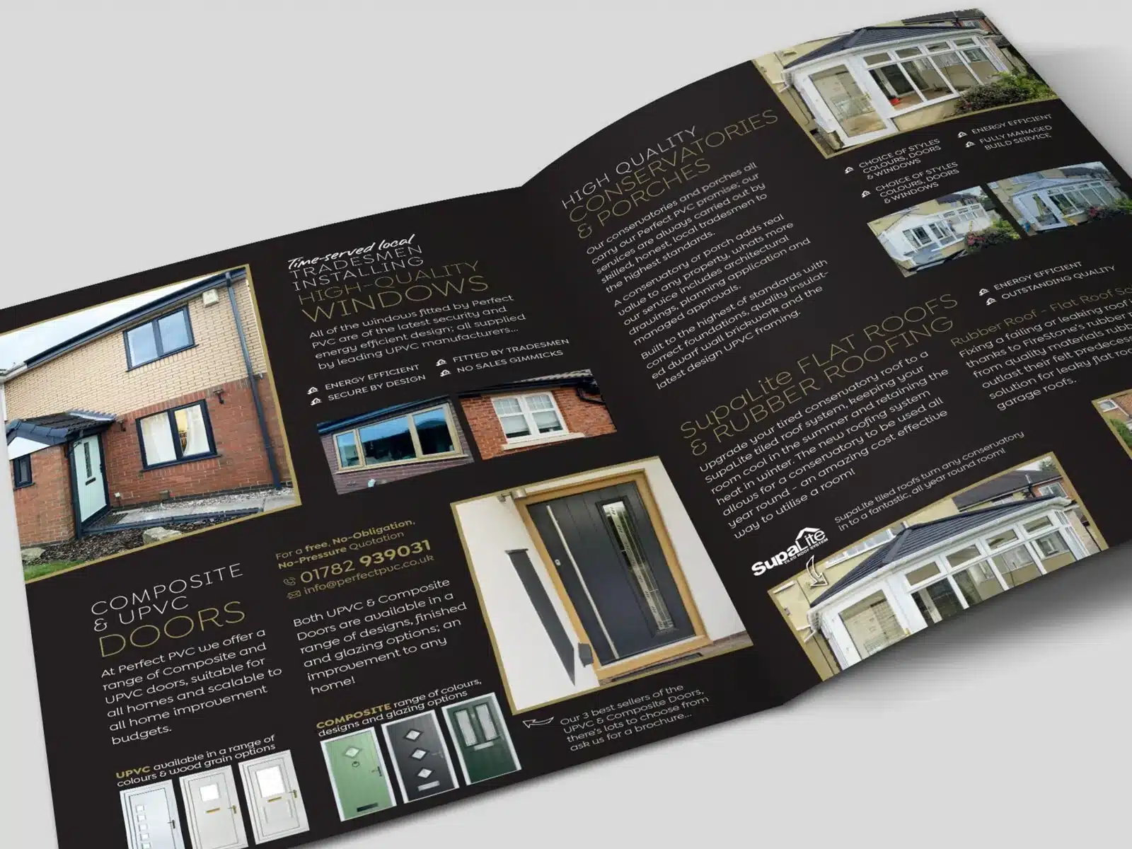Tri-fold leaflet inside panels for a home improvements company