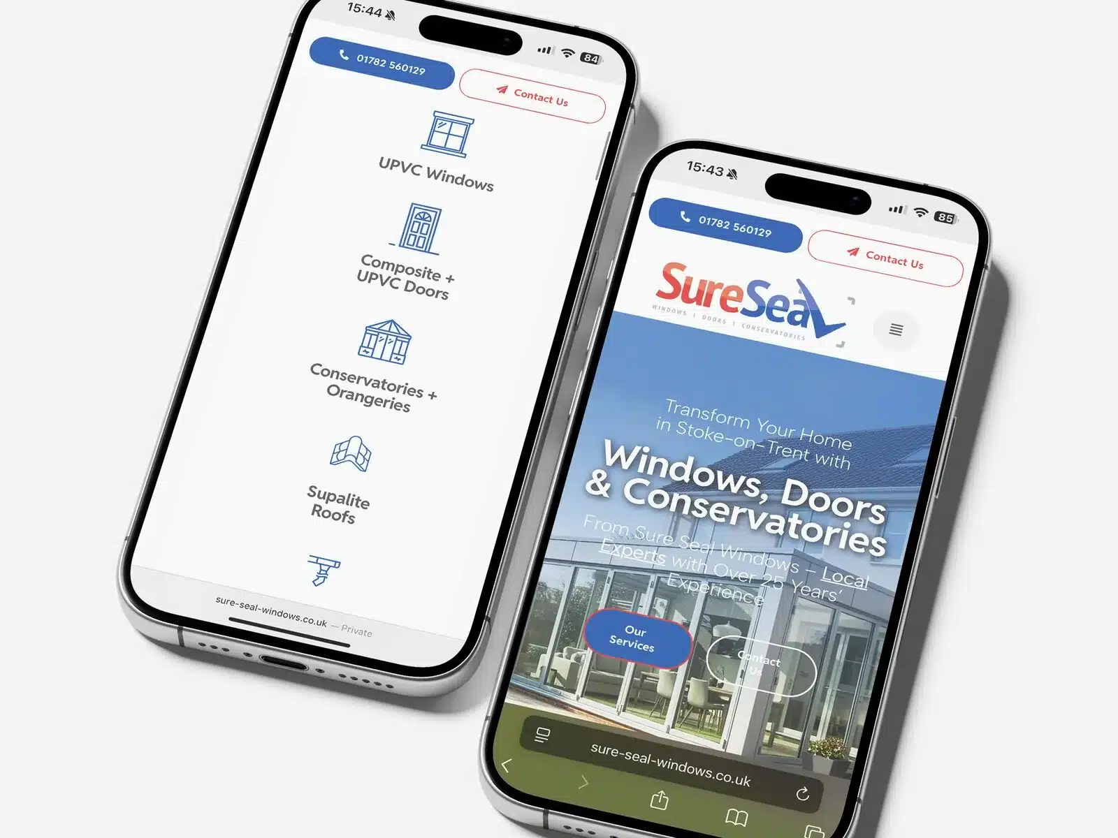 Windows conservatories mobile website Mobile website for a windows and conservatories installer